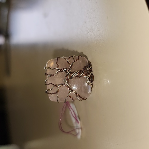 New Sterling silver Rose Quartz tree of life ring size 6 - Picture 4 of 7